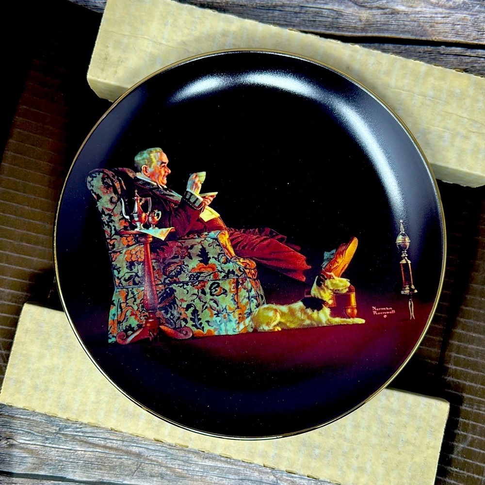 The Bradford Exchange Norman Rockwell Edwin M Knowles “Evening’s Repose” NIB​